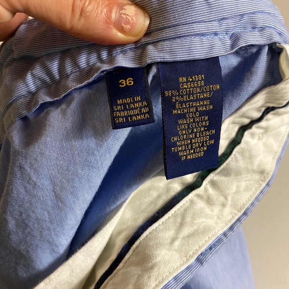 Polo Ralph Lauren preppy blue & white straight stretch fit shorts mens 36 - Picture 7 of 8